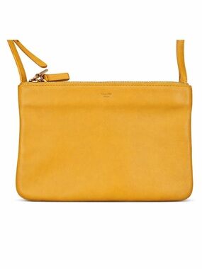 Celine Trio Mustard Yellow Leather Crossbody Bag